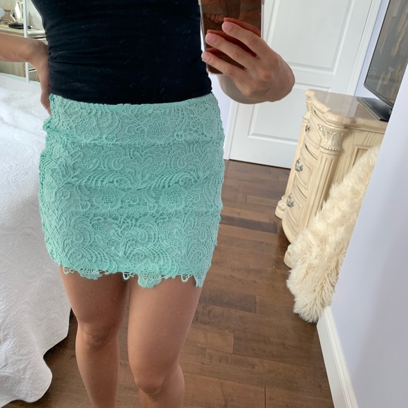 3 FOR $35 - H&M Turquoise Lace Overlay Mini… - Picture 6 of 8